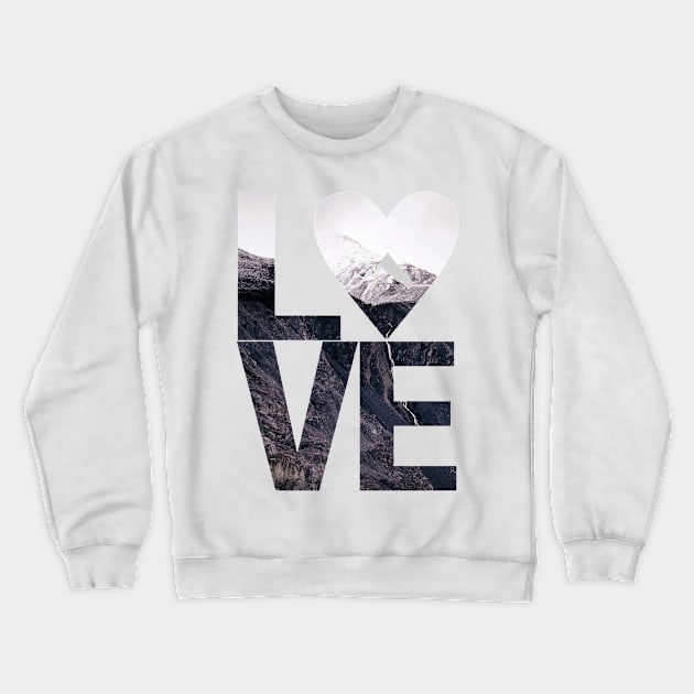 Mountain Love Outdoor Design Crewneck Sweatshirt by boobear_studio